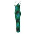 thumbnail image 3 of Maxi Skirt Set Floral Print Halter Top Maxi Skirt Going Out Outfits for Women Green S, 3 of 7