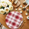 thumbnail image 2 of Red Checkered Round 13 Inch Placemats Set of 6, Red White Plaid Farmhouse HeatResistant Non Slip Place Mats for Dining Table, Wipeable Braided Kitchen Table Mats for Housewarming, 2 of 9