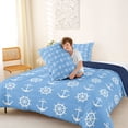 thumbnail image 4 of Manfei Vintage Anchor Rudder Full Size Comforter Sets for Kids Boys and Girls, White Blue Nautical Theme Bedding Sets, Navy Reversible 3pcs, 1 Comforter and 2 Pillowcases, 4 of 6