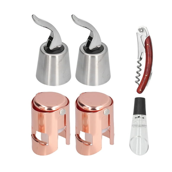 ZOUSSIQI 6pcs Wine Tool Kit Champagne Stopper Wine Preservation Cork Wine Bottle Opener for Home Kitchen JU316-141877