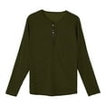 thumbnail image 4 of Mens Long Sleeve Henley Shirts Solid Color Trend Breathable Slim Quarter Button Polo Shirt Spring Comfort Classic Basic Blouse Green S, 4 of 4