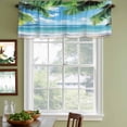 thumbnail image 5 of Beach Ocean Waves Valances for Windows, Summer Tropical Palm Tree Leaves Light Filtering Kitchen Curtains, Rod Pocket Window Valance Curtains for Living Room Bedroom, 60" W x 18" L, 2 Panels, 5 of 9