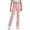 Pink, variant on Little Kid Girls' School Uniform High Waisted Bootcut Pants, Elastic Waistband with Button Closure, Twill Material Khaki 7-8 Years
