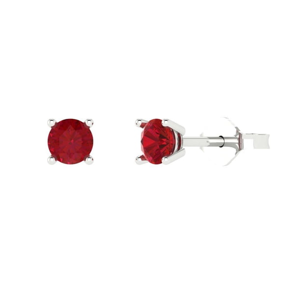 Clara Pucci 0.2Ct Ruby Round Cut VVS1 Push Back Stud 18k Solid hypoallergenic Gold Designer Earrings For July
