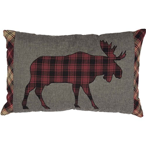 VHC Brands Rustic & Lodge Pillows & Throws - Cumberland Grey Applique Moose 14" x 22" Pillow, Pewter