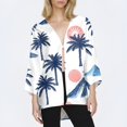 thumbnail image 4 of WTOBBY Women's Printed Lightweight Mid-Length Cardigan Jacket, Casual Fashion Cover-Up with Hawaiian AI Design, Long Sleeve Open Front Coat for Beach or Summer,White M, 4 of 5