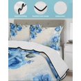 thumbnail image 4 of Quilts Twin XL Size, Blue Flower Spring Soft Comforter Bedding Set for Bed, Rose Leaves Garden Pastoral Retro Lightweight Quilted Bedspread with Pillow Cover(2 Pieces) for All Season, 68x98 Inch, 4 of 6