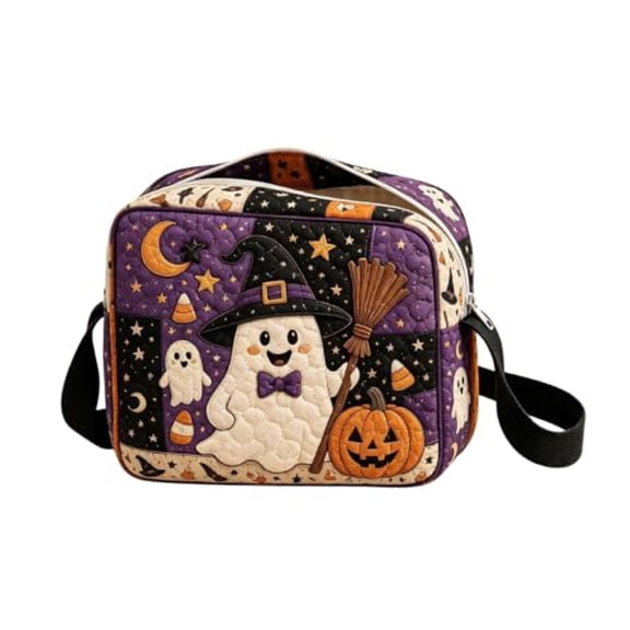 SUYOLL Halloween Quilted Crossbody Bag, Unisex Zipper Waist Pack, Casual Shoulder Bag for Daily Outdoor Use