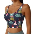 thumbnail image 2 of Gukieu Gnome With Mushroom Print Women's Sports Vest, Low-neck U-shaped Removable Pad Sports Bra for Yoga, Exercise, Dance-Large, 2 of 8