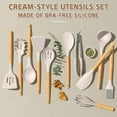 thumbnail image 3 of 33-Pcs Silicone Kitchen Utensils Set with Wooden Handles, BPA-Free, Nonstick Spatula, Serving Spoons, and Storage Hooks, BPA-Free Kitchenware Cooking, 3 of 7