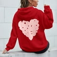 thumbnail image 5 of Baqcunre Womens Hoodies Women's Long Sleeved Zipperless Back Love Your Self Printed Hoodie Fleece Jacket Fall Outfits Women Trendy Red L, 5 of 6