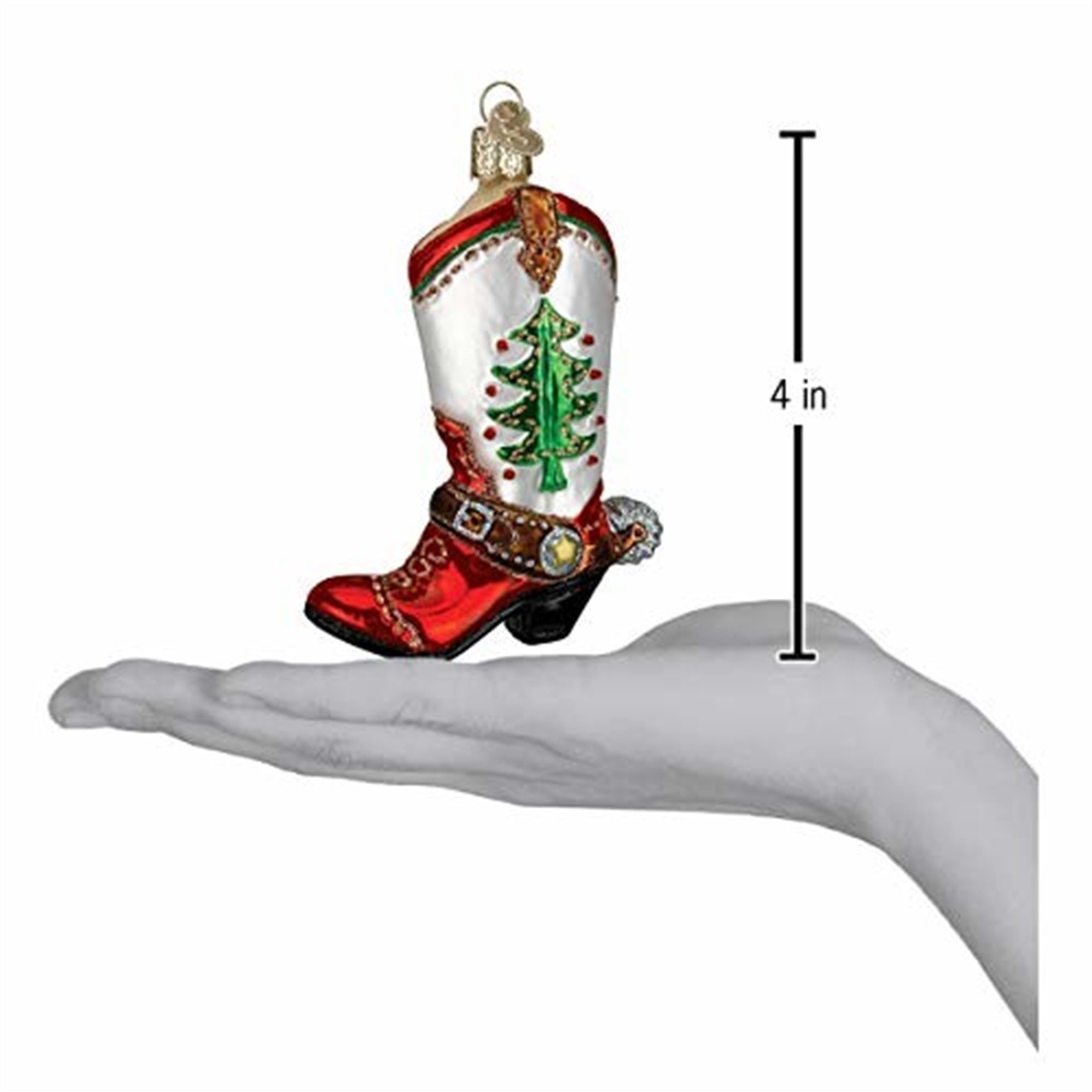 WOW! TEXAS BOOT GLASS TREE ORNAMENT * LARGE * CHRISTMAS * NEW *