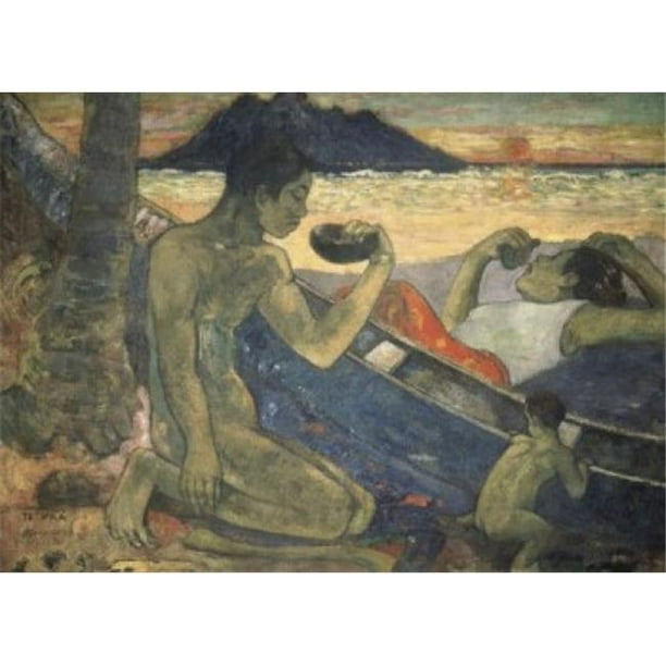 Posterazzi SAL261862 le Canoë une Famille Tahitienne Te Vaa 1896 Paul Gauguin 1848-1903 Huile sur Toile Français État Affiche Musée Ermitage Impression - 18 x 24 Po.
