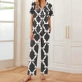 thumbnail image 2 of Sexy Pijama Conjunto para las Mujeres Impreso Bolsillo Pantalones de Manga Corta, Traje Suelto Casual para el Hogar Y el Salón, 2 of 9