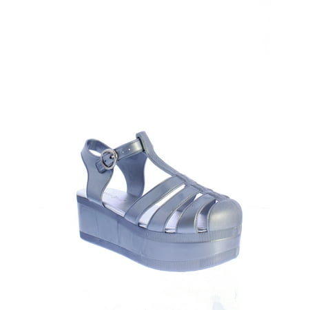 breeze nature jelly disco sandal platform silver