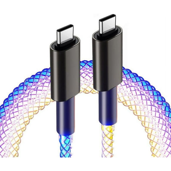 RGB LED Type C Charger Cord for Oculus Quest 2, 3.28FT USB C to USB C Illuminated Charging Cable, LED Light Up Charging Data Cord for Samsung Note 10 iPad Pro MacBook Pro and More