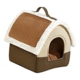 thumbnail image 2 of Casa portátil para perros, nido para mascotas/gatos, accesorios antideslizantes para mascotas con asa, cama interior para perros/gatos, cueva extraíbl Techo de Brown L, 2 of 9