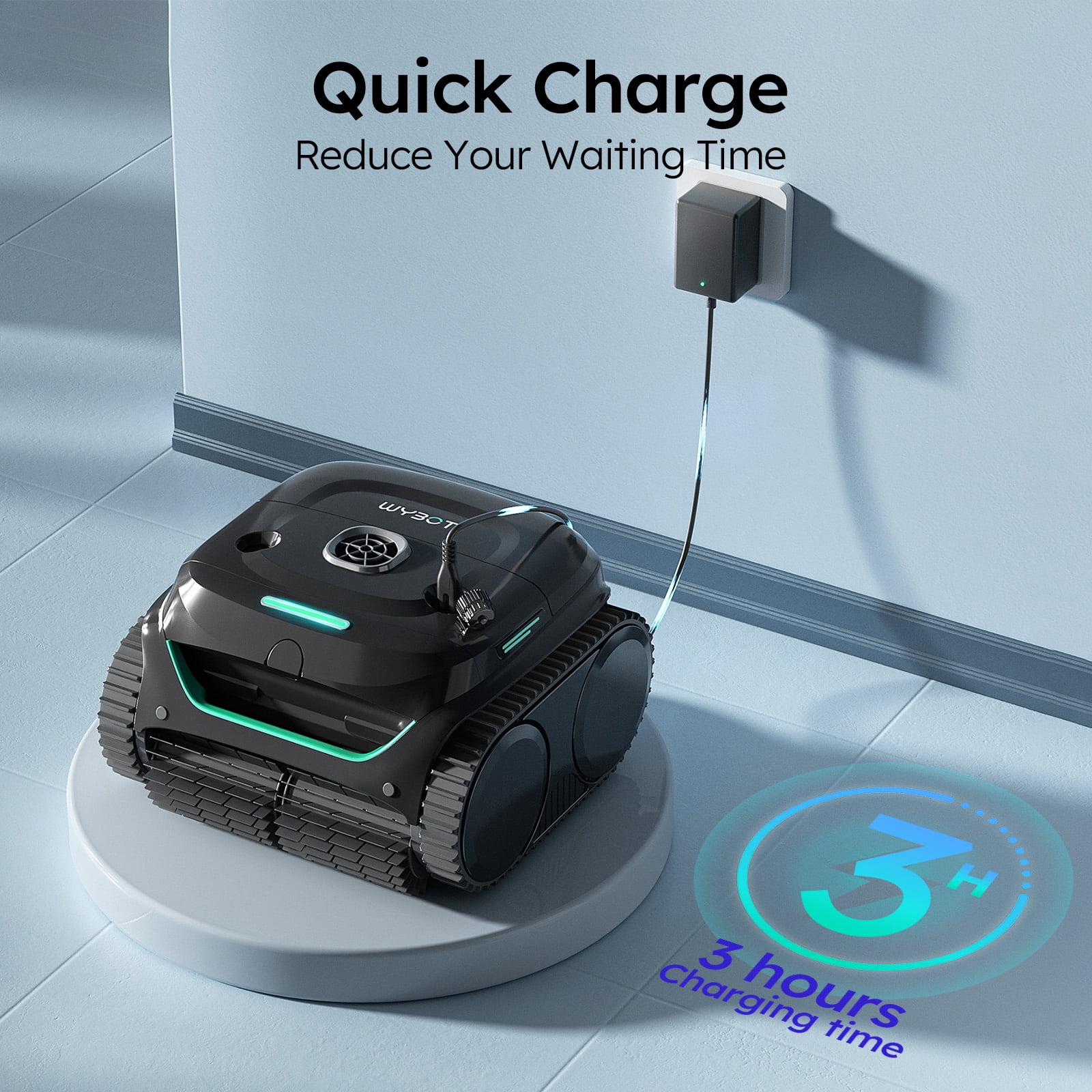 WYBOT C2 Cordless Robotic Pool Cleaner, Wall Climbing, Waterline Cleaning, App Control, Smart Navigation, Dual Filtration, Pool Vacuum for Inground & Above Ground Pools, Black & Green