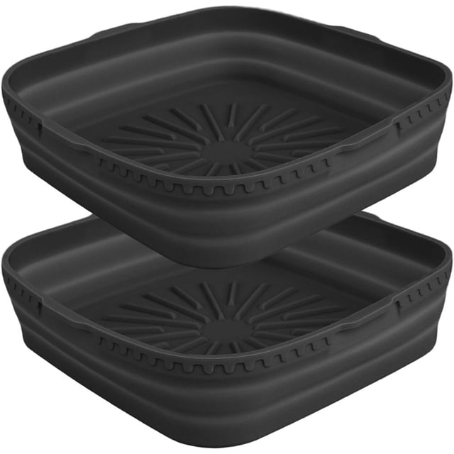2 Pcs Pot en Silicone pour Friteuse à Air Chaud Réutilisable Doublure Rectangulaire Panier Antiadhésif Résistant à la Chaleur