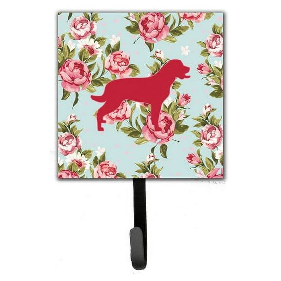 Caroline's Treasures BB1111-RS-BU-SH4 Labrador Shabby Chic Blue Roses Leash or Key Holder, Blue, Single Hook, multicolor