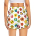 thumbnail image 4 of Uemuo Cartoon Flowers Pattern Women's Athletic Shorts High Waisted Running Shorts with Liner Pockets Gym Elastic Workout Shorts-Small, 4 of 9