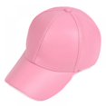 thumbnail image 3 of Unisex Baseball Cap Adjustable PU Leather Sun Protection Outdoor Sport Hat,Soft Structured Classic Baseball Cap Hat Autumn Winter Windproof Hats,Pink, 3 of 6