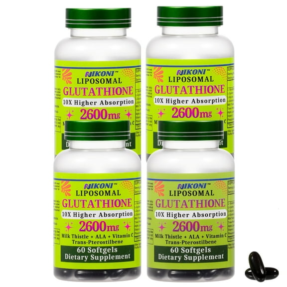 Nikoni Liposomal Glutathione Supplement, 2600 mg with Antioxidant, Supports Skin, Cellular & Immune Wellness – 240 Softgels