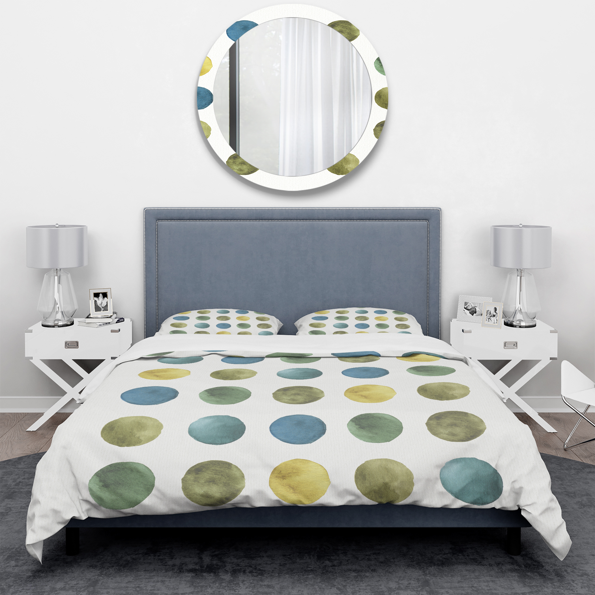 Designart 'Green Tones Geometric Circles' Geometric Duvet Cover Set