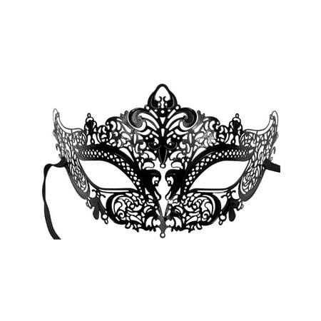 Laser Cut Metal Venetian Pretty Party Masquerade Mask,Black without Diamond