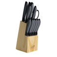 thumbnail image 1 of Dorain Stainless Steel Cutlery Set, Black with Wood Block - 14 Piece, 1 of 1