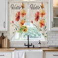 thumbnail image 3 of Swag Valance Curtains for Windows, Orange Red Floral Light Filtering Kitchen Curtains with Rod Pocket, Vintage Pastoral Botanical Butterfly Window Treatment Valances for Living Room, 36x45 - 2 PCS, 3 of 9