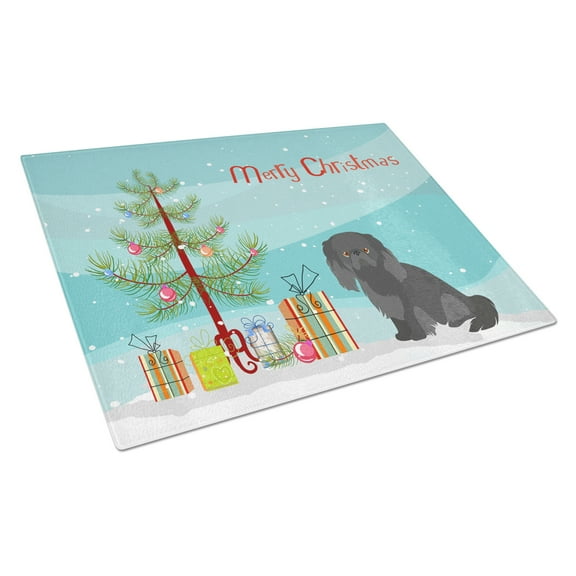 Caroline's Treasures CK3505LCB Pekingese Christmas Tree Glass Cutting Board Large, 12H x 16W, multicolor