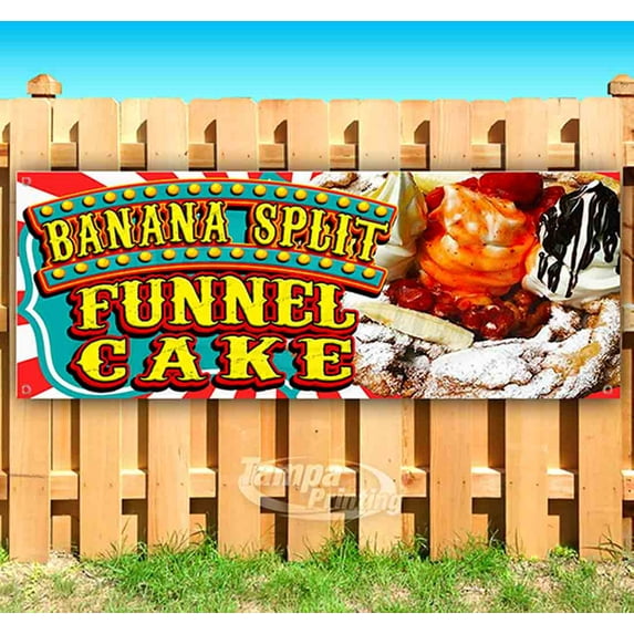 Banana Split Funnel Cake 13 oz Vinyl Banner With Metal Grommets