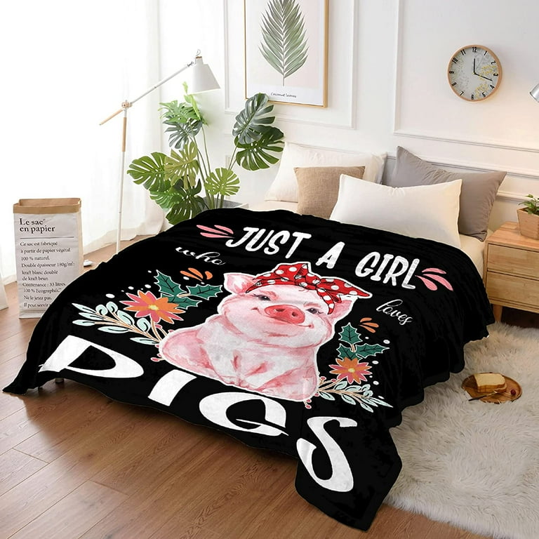 Pig Blanket for Girls Flannel Cozy Lightweight Quilt Gift for Pig Lover Soft Blankets and Throws Perfect for Bed Sofa Couch 50 x40 Small for Kids