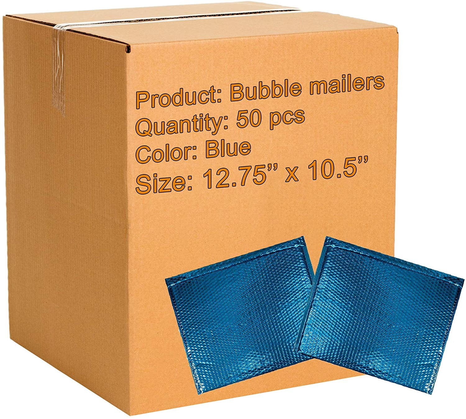 50 Pack Metallic Bubble mailers 12.75 X 10.5. Blue padded envelopes 12