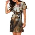 thumbnail image 2 of Gaeub American Wildlife Deer Forest Print Women's Short-Sleeved Nightdress,Loose Comfy Pajama Sleepwear,Summer Night-dresses for Women, 2 of 6