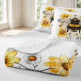 thumbnail image 4 of Erosebridal Cute Bug Bee Quilt King,Kawaii Floral King Coverlet Set,White Black,3 Pieces,1 Bedspread and 2 Pillowcases, 4 of 7