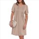 thumbnail image 2 of Vestido Corto Tipo Túnica Plisada de Corta Abullonada con Cuello en V para Mujer, 2025 Caqui XL, 2 of 6