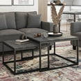thumbnail image 4 of CorLiving Fort Worth Modern Engineered Wood and Steel Square Indoor Nesting Coffee Table Set, Black, 4 of 7