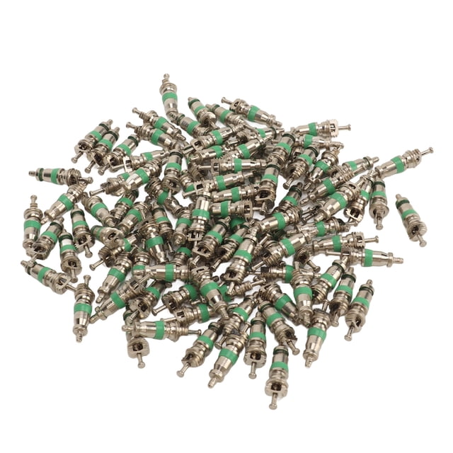 BOROCO 100 Uds Núcleo De Válvula De Aire Acondicionado, Núcleo De Válvula Americana R12 con Anillo De Goma Verde para Coche