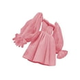 thumbnail image 3 of Gureui Women's Summer Dress, Casual Solid Color Square Neck Long See-Through Sleeve One-Piece Ruffle Hem Dresses, 3 of 9