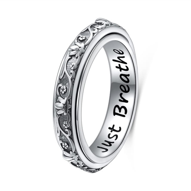 Anillo Spinner Fidget Ladytree S925 de plata de ley, tamaño 11