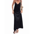 thumbnail image 2 of Women's Sleeveless Pockets Maxi Strappy Neck Flowy Loose Long Sundress Dress for Casual Beach Black S, 2 of 8