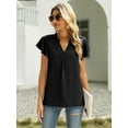 thumbnail image 5 of UVN Ruffle Blouses for Women Summer Casual Chiffon Shirts V Neck Loose Short Sleeve Tunic Tops, 5 of 5