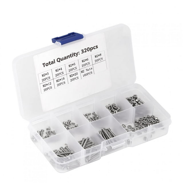 Machine Screws Set,320pcs M2 Machine Screws Fasteners Machine Screws Smooth Operation