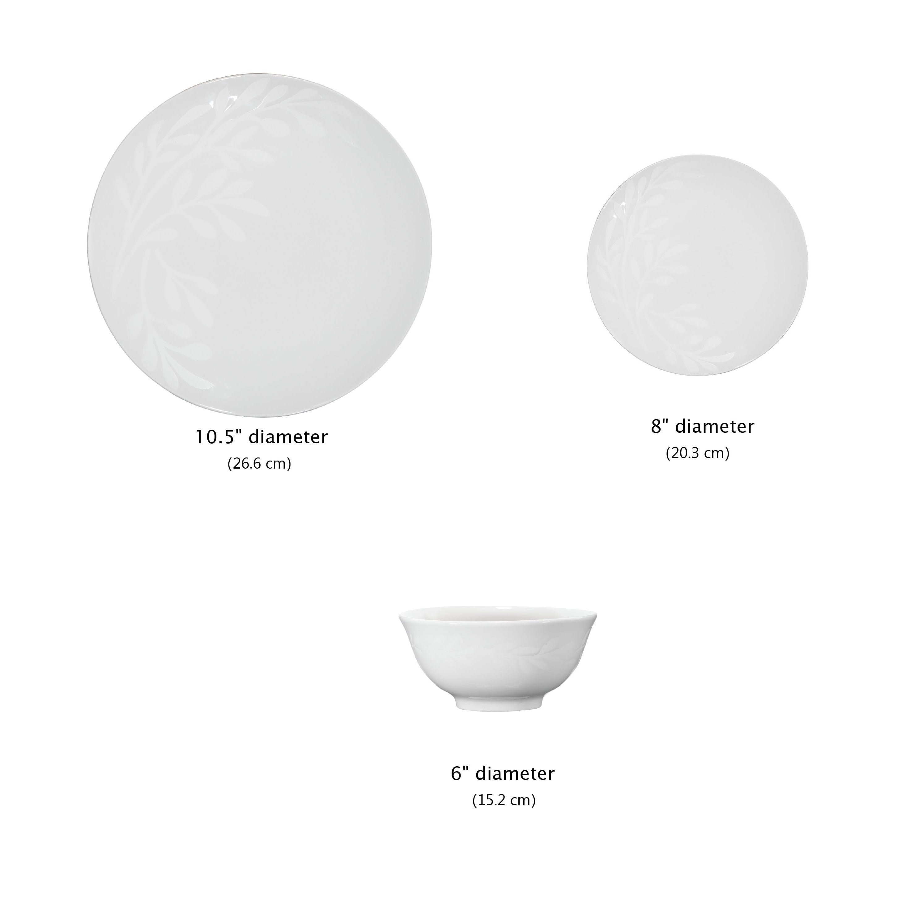 Mainstays Emelie 12-Piece Stoneware Dinnerware Set, White