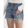 thumbnail image 4 of No Boundaries High Rise Denim Rolled Cuff Shorts, 3'' Inseam, Women's, 4 of 5