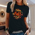 thumbnail image 2 of Blusa de manga corta con estampado de otoño y cuello redondo informal de verano para mujer Pompotops hkajfhjk457340, 2 of 6