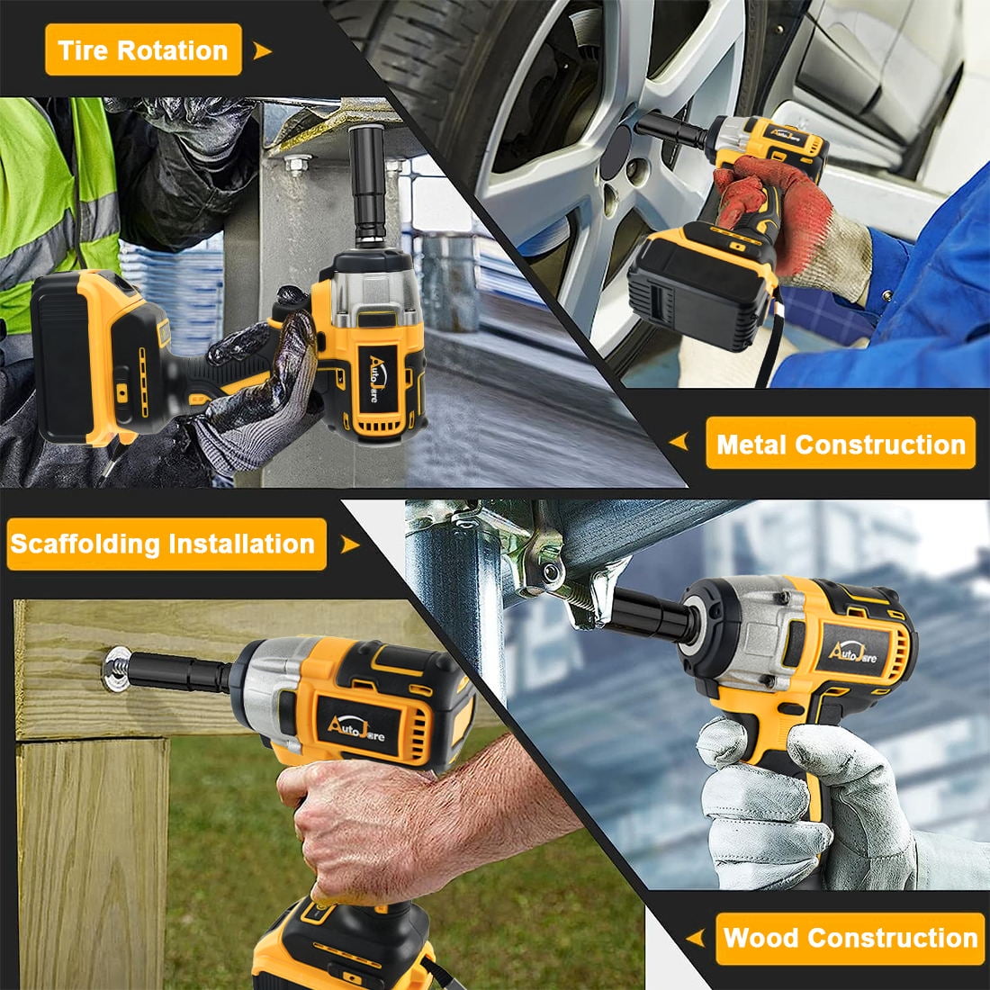 Cordless Impact Wrench Fit for Dewalt Battery 390FT-LBS 1/2 inch 530N.m Compact Impact Gun Brushless Electric Includes LED Work Light - 2800RPM Light-Duty Impact Driver Wrench - No Battery