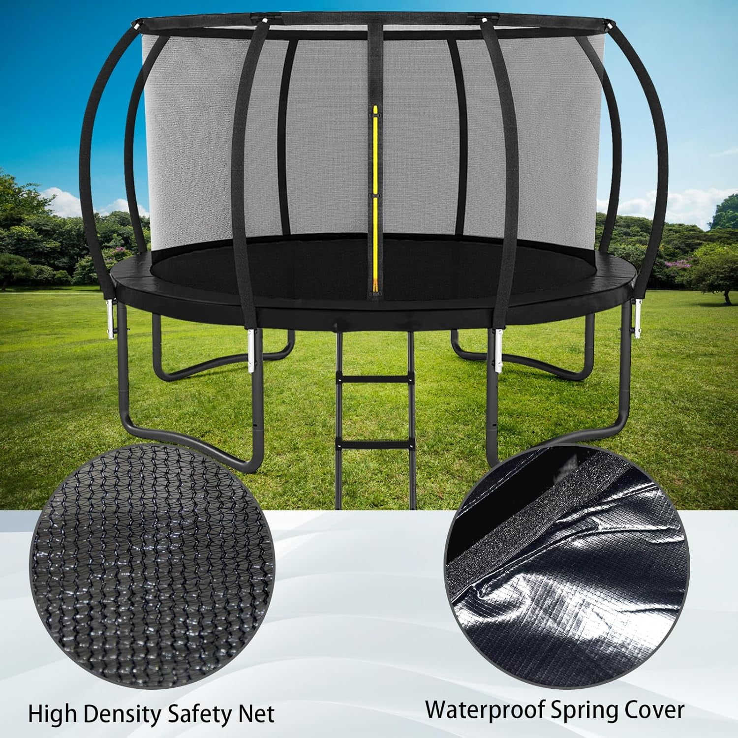 LIZEVINC Trampoline 12 FT for Kids Outdoor Recreational Trampolines with Enclosure Net and Ladder